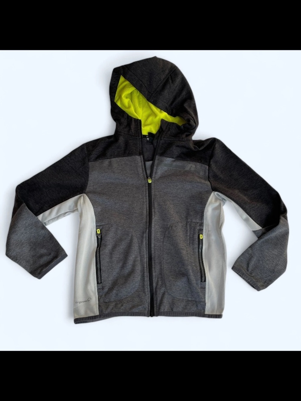 RUSSELL Dri Power 360 Graphic Tracksuit Top Jacket 10-12 Years Black Grey